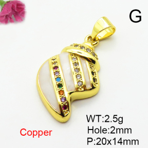 Fashion Copper Pendant  Micro Pave Cubic Zirconia & Enamel  XFPC04612aajl-L024