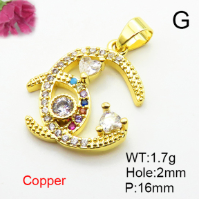 Fashion Copper Pendant  Micro Pave Cubic Zirconia  XFPC04711aajl-L024