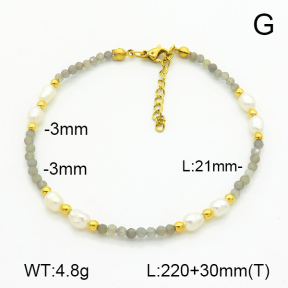 Stainless Steel Anklets  Labradorite & Cultured Freshwater Pearls  7A9000222ahjb-908