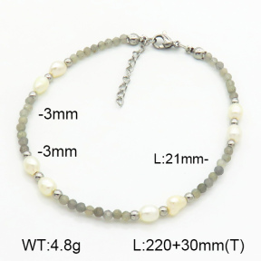 Stainless Steel Anklets  Labradorite & Cultured Freshwater Pearls  7A9000223bhia-908