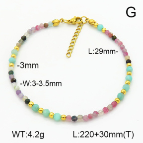 Stainless Steel Anklets  Tourmaline & Amazonite  7A9000224vhkb-908