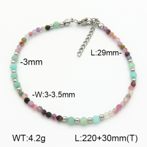 Stainless Steel Anklets  Tourmaline & Amazonite  7A9000225ahjb-908