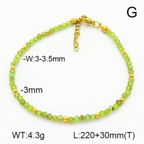 Stainless Steel Anklets  Peridot  7A9000228bhia-908