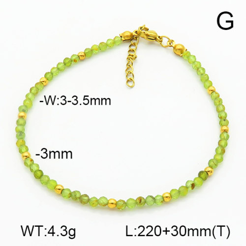 Stainless Steel Anklets  Peridot  7A9000228bhia-908