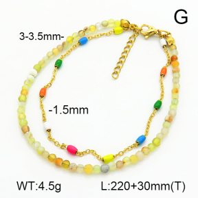 Stainless Steel Anklets  Agate & Enamel  7A9000234vhkb-908