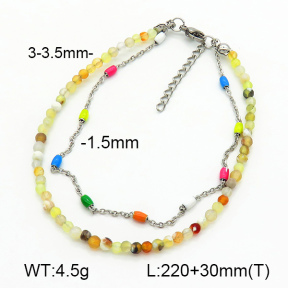 Stainless Steel Anklets  Agate & Enamel  7A9000235ahjb-908