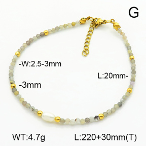 Stainless Steel Anklets  Labradorite & Cultured Freshwater Pearls  7A9000240bhia-908
