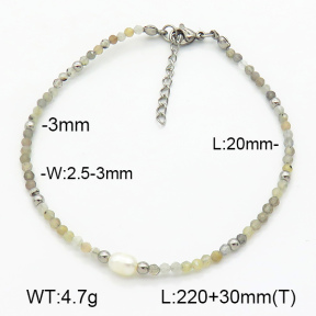Stainless Steel Anklets  Labradorite & Cultured Freshwater Pearls  7A9000241vhha-908