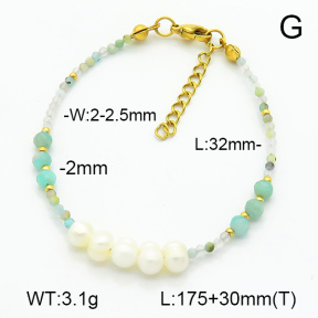 Stainless Steel Bracelet  Amazonite & Cultured Freshwater Pearls  7B3000153vhkb-908