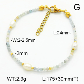 Stainless Steel Bracelet  Morganite & Cultured Freshwater Pearls  7B3000155ahjb-908