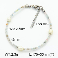 Stainless Steel Bracelet  Morganite & Cultured Freshwater Pearls  7B3000156bhia-908