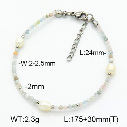 Stainless Steel Bracelet  Morganite & Cultured Freshwater Pearls  7B3000156bhia-908