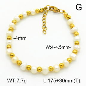 Stainless Steel Bracelet  Cultured Freshwater Pearls  7B3000157vhkb-908