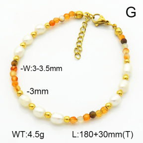 Stainless Steel Bracelet  Agate & Cultured Freshwater Pearls  7B3000159ahjb-908