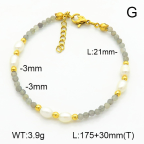 Stainless Steel Bracelet  Labradorite & Cultured Freshwater Pearls  7B3000165ahjb-908