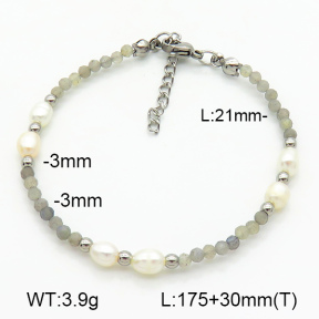 Stainless Steel Bracelet  Labradorite & Cultured Freshwater Pearls  7B3000166bhia-908