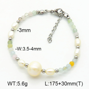 Stainless Steel Bracelet  Morganite & Cultured Freshwater Pearls  7B3000168ahjb-908