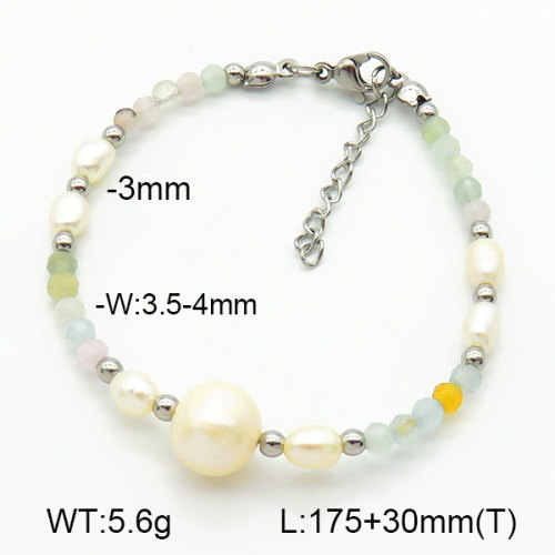 Stainless Steel Bracelet  Morganite & Cultured Freshwater Pearls  7B3000168ahjb-908