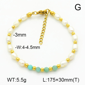 Stainless Steel Bracelet  Amazonite & Cultured Freshwater Pearls  7B3000169ahjb-908
