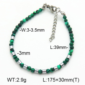 Stainless Steel Bracelet  Malachite & Hematite  7B4000377bhia-908