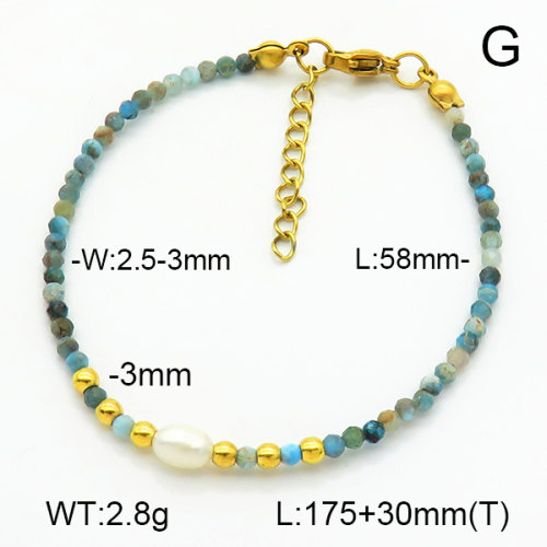 Stainless Steel Bracelet  Apatite & Cultured Freshwater Pearls  7B4000378bhia-908
