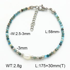 Stainless Steel Bracelet  Apatite & Cultured Freshwater Pearls  7B4000379vhha-908