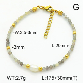 Stainless Steel Bracelet  Labradorite & Cultured Freshwater Pearls  7B4000380bhia-908