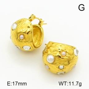 Stainless Steel Earrings  Plastic Imitation Pearls & Czech Stones,Handmade Polished  7E3000075vhkb-066