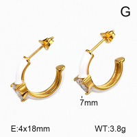 Stainless Steel Earrings  Zircon & Enamel,Handmade Polished  7E3000077bhia-066