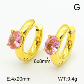 Stainless Steel Earrings  Zircon,Handmade Polished  7E4000260bhva-066