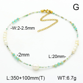 Stainless Steel Necklace Amazonite & Cultured Freshwater Pearls  7N3000123biib-908