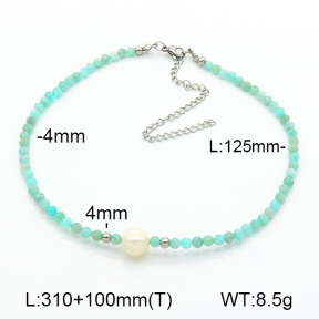 Stainless Steel Necklace Amazonite & Cultured Freshwater Pearls  7N4000443aivb-908