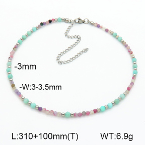 Stainless Steel Necklace Tourmaline & Amazonite  7N4000445aivb-908
