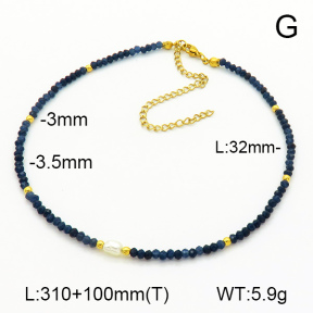 Stainless Steel Necklace Dark Blue Jade  7N4000450ahpv-908