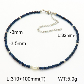 Stainless Steel Necklace Dark Blue Jade  7N4000451vhov-908