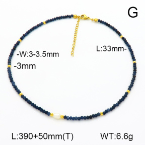 Stainless Steel Necklace Dark Blue Jade & Cultured Freshwater Pearls  7N4000460aivb-908