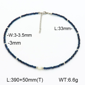 Stainless Steel Necklace Dark Blue Jade & Cultured Freshwater Pearls  7N4000461ahpv-908