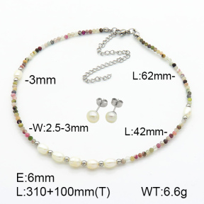 Stainless Steel Sets  Tourmaline & Cultured Freshwater Pearls  7S0000544vihb-908