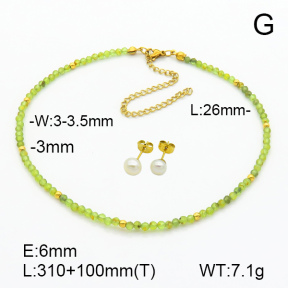 Stainless Steel Sets  Peridot & Cultured Freshwater Pearls  7S0000549biib-908