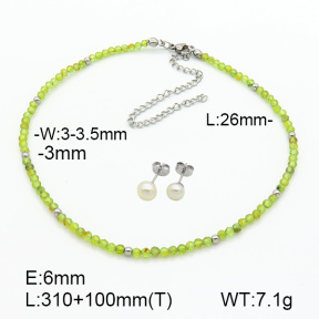 Stainless Steel Sets  Peridot & Cultured Freshwater Pearls  7S0000550aivb-908