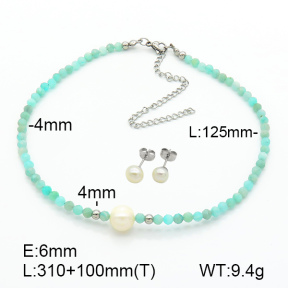 Stainless Steel Sets  Amazonite & Cultured Freshwater Pearls  7S0000552biib-908
