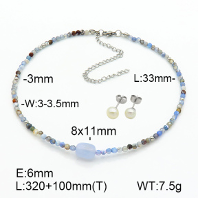 Stainless Steel Sets  Agate & Purple Agate & Cultured Freshwater Pearls  7S0000558vihb-908