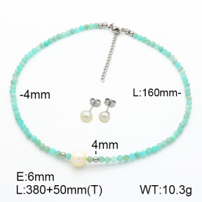 Stainless Steel Sets  Amazonite & Cultured Freshwater Pearls  7S0000565aija-908