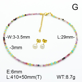 Stainless Steel Sets  Tourmaline & Amazonite & Cultured Freshwater Pearls  7S0000568vila-908