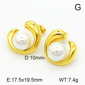 Stainless Steel Earrings  Shell Beads,Handmade Polished  7E3000079bhia-066