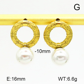 Stainless Steel Earrings  Shell Beads,Handmade Polished  7E3000084bhia-066