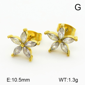 Stainless Steel Earrings  Zircon,Handmade Polished  7E4000275bhia-066