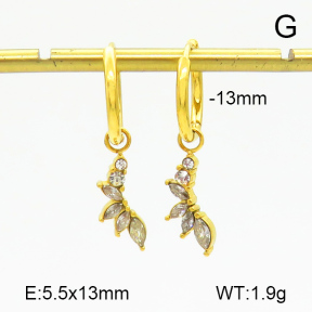 Stainless Steel Earrings  Czech Stones & Zircon,Handmade Polished  7E4000282vhkb-066