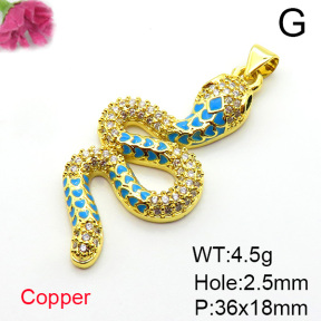 Fashion Copper Pendant  Micro Pave Cubic Zirconia & Enamel  XFPC05266vbmb-L017