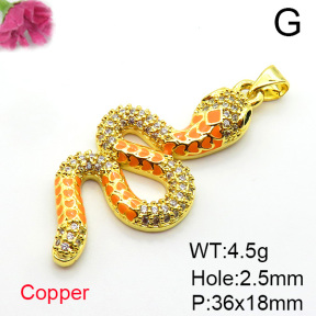 Fashion Copper Pendant  Micro Pave Cubic Zirconia & Enamel  XFPC05275vbmb-L017